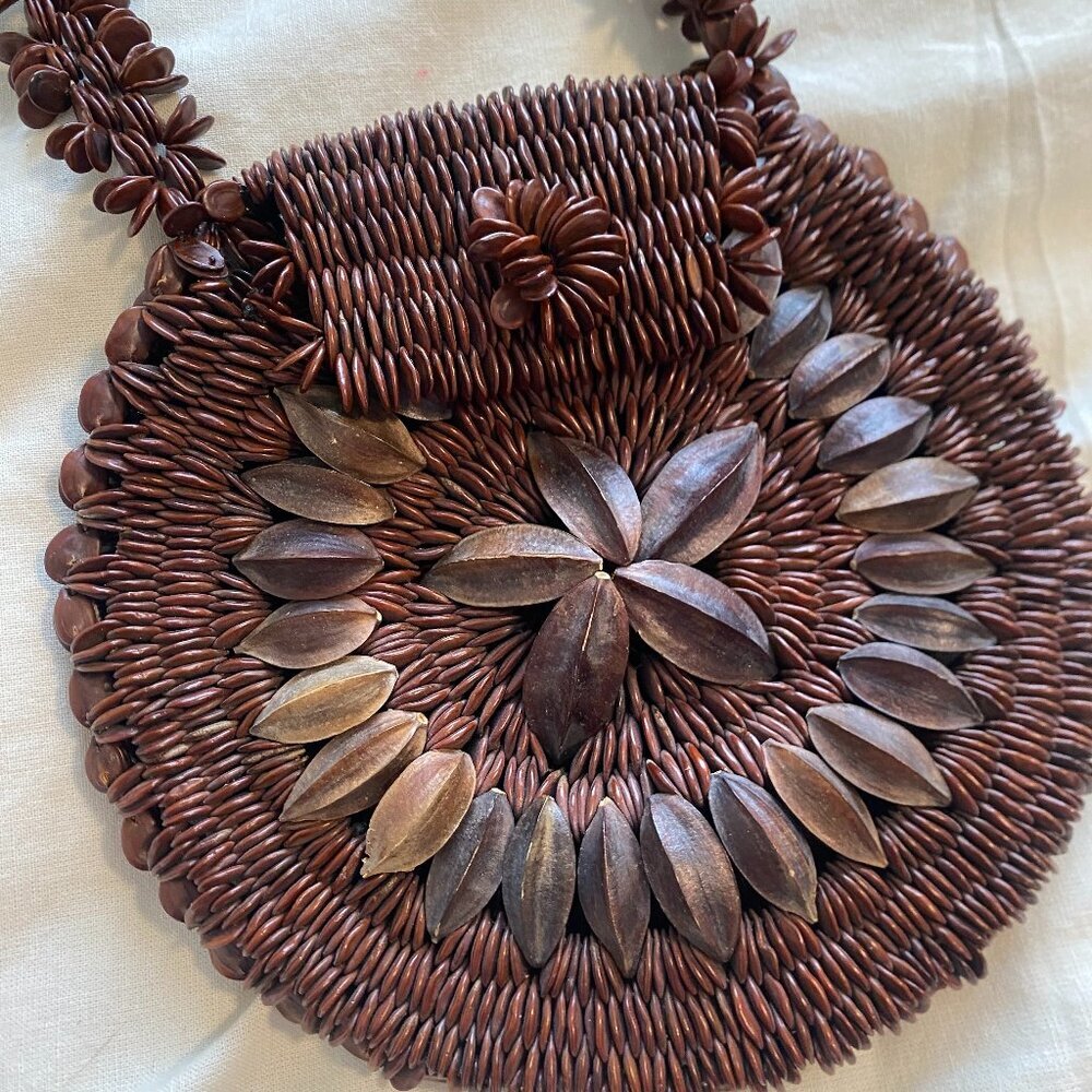 Mini Koa Seed Pod Purse Hawaiian Polynesian Vintage